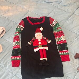 Festive Black and Red Long Sleeve Dress